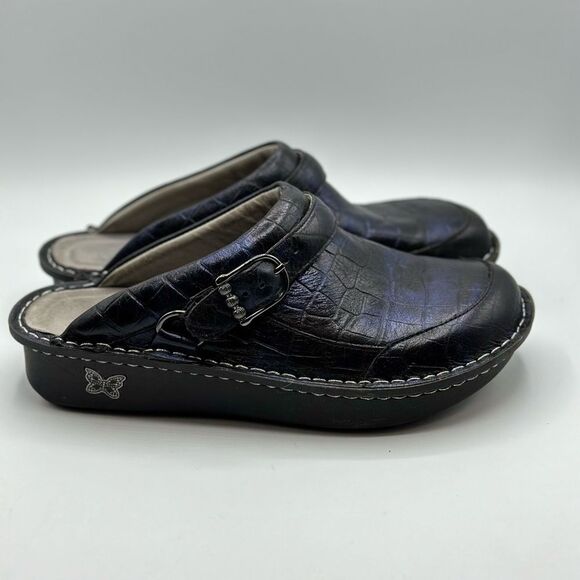 Alegria Women's Seville Clog Blue Croc Leather - Picture 2 of 9